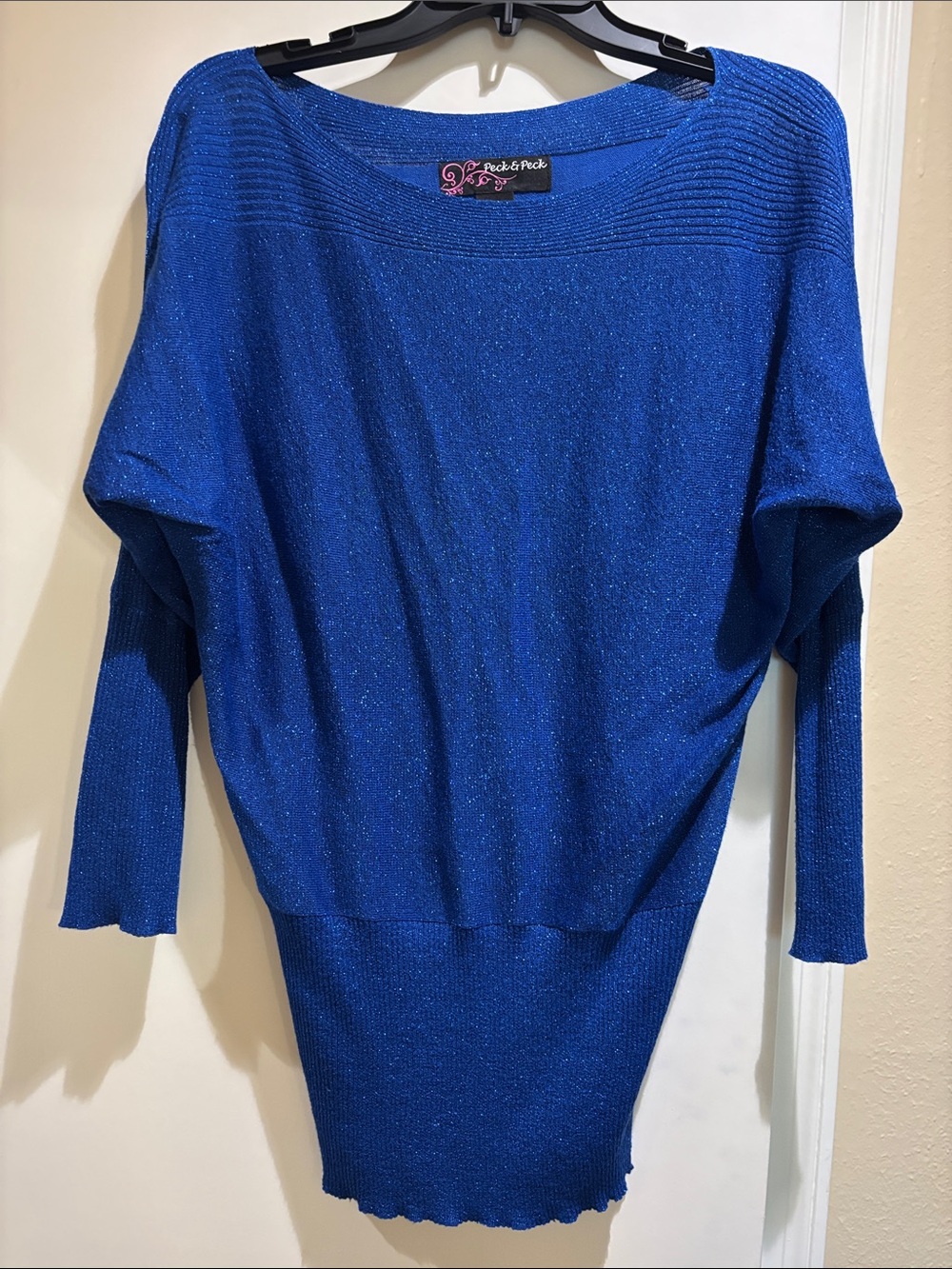 Peck & Peck Metallic Knit Sweater - Cobalt Blue